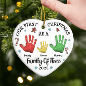 Alternative view of Christmas as a Family – Personalized Ceramic Ornament
