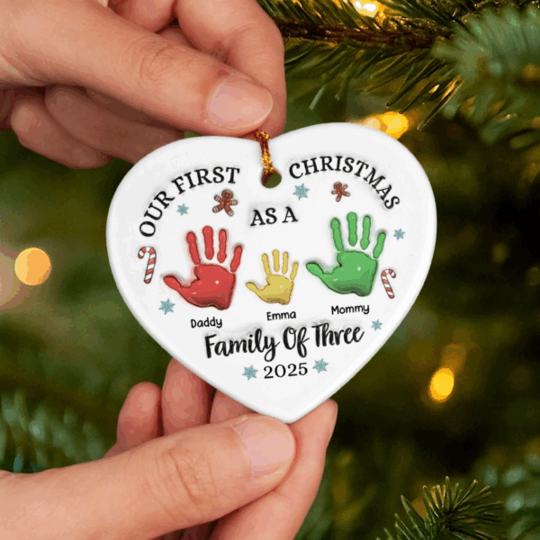 Christmas as a Family – Personalized Ceramic Ornament - Image 5
