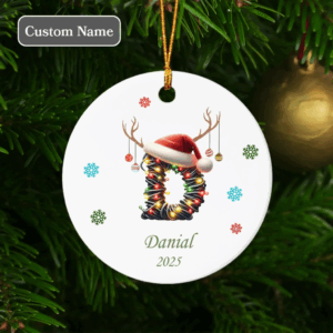 Personalized Ceramic Letter Ornament – Custom Name Christmas Decoration
