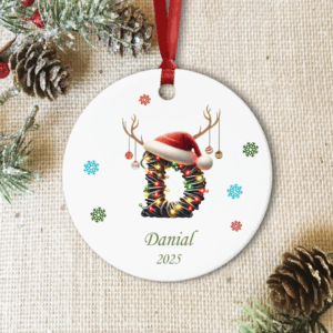 Alternative view of Personalized Ceramic Letter Ornament – Custom Name Christmas Decoration