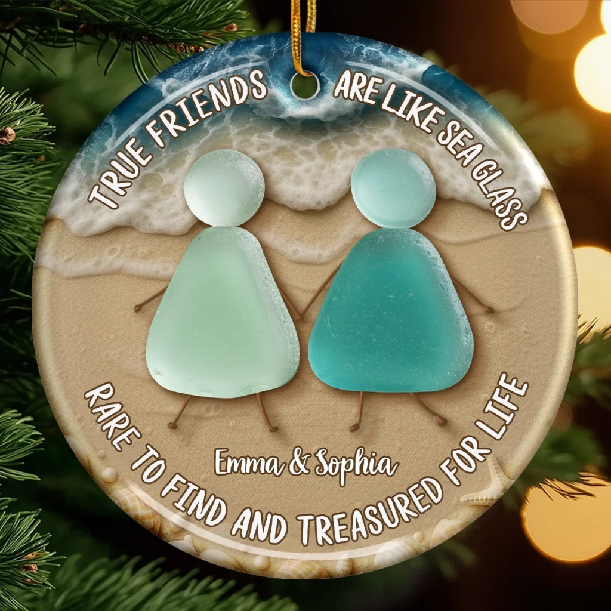 True Friends Sea Glass Ornament – Personalized Best Friend Gift for Women, Sisters & BFFs - Image 4