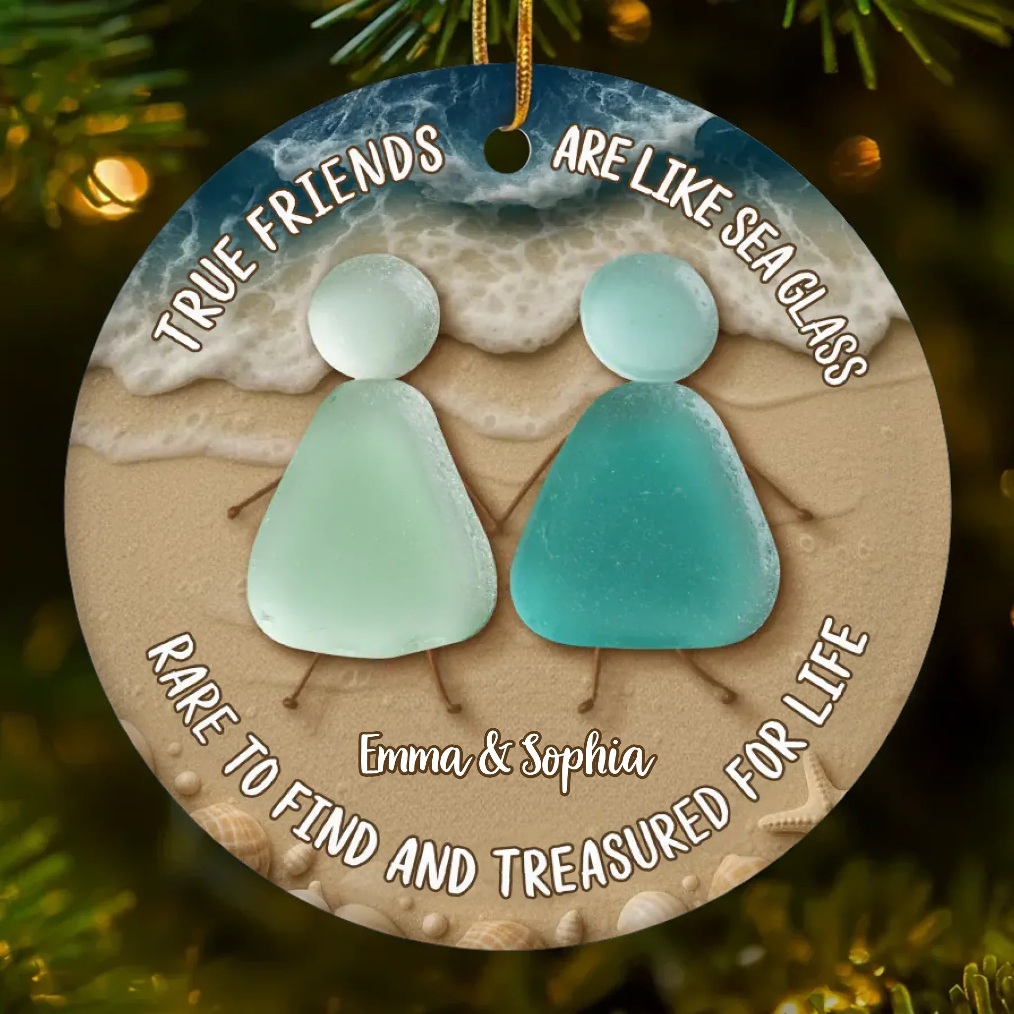 True Friends Sea Glass Ornament – Personalized Best Friend Gift for Women, Sisters & BFFs - Image 3
