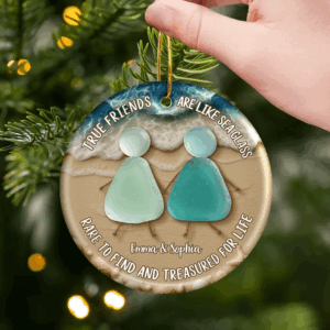 True Friends Sea Glass Ornament – Personalized Best Friend Gift for Women, Sisters & BFFs