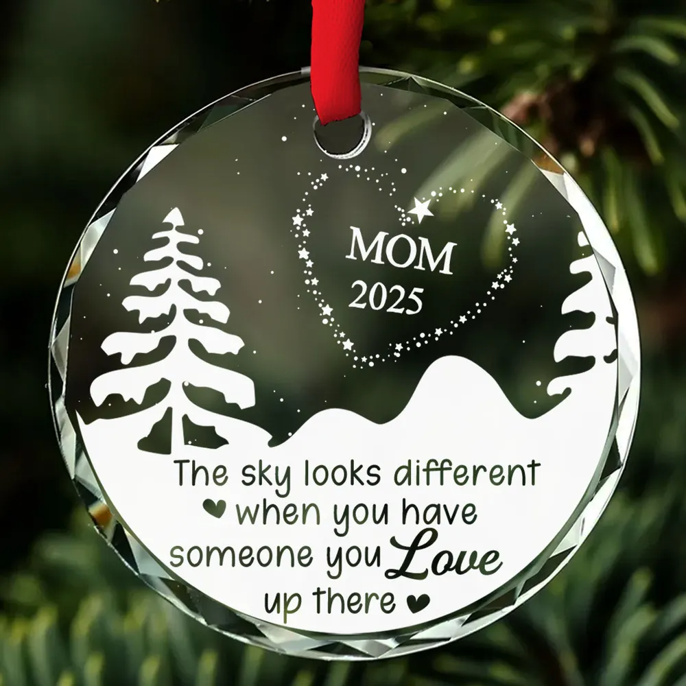 Memorial Glass Ornament 2025 – Personalized “The Sky Looks Different” Keepsake for Mom, Loved One in Heaven, Christmas Remembrance Gift - Image 5