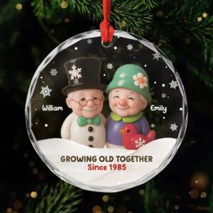 Personalized Christmas Couple Ornament – “Growing Old Together” Custom Name & Year Decoration