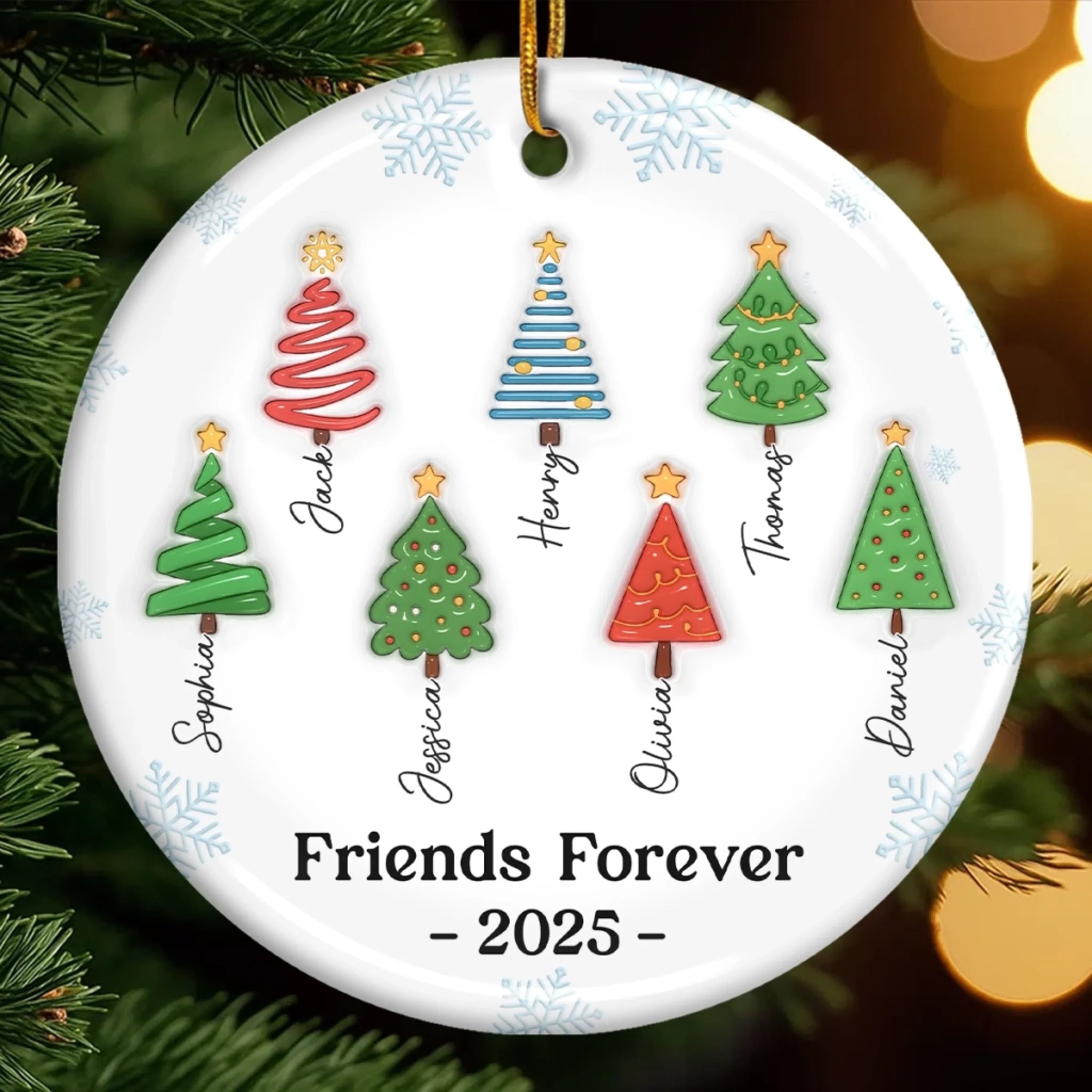 Custom Ceramic Ornament - Personalized Friends Forever 2025 Christmas Gift for Best Friends, Women, and BFFs - Image 4