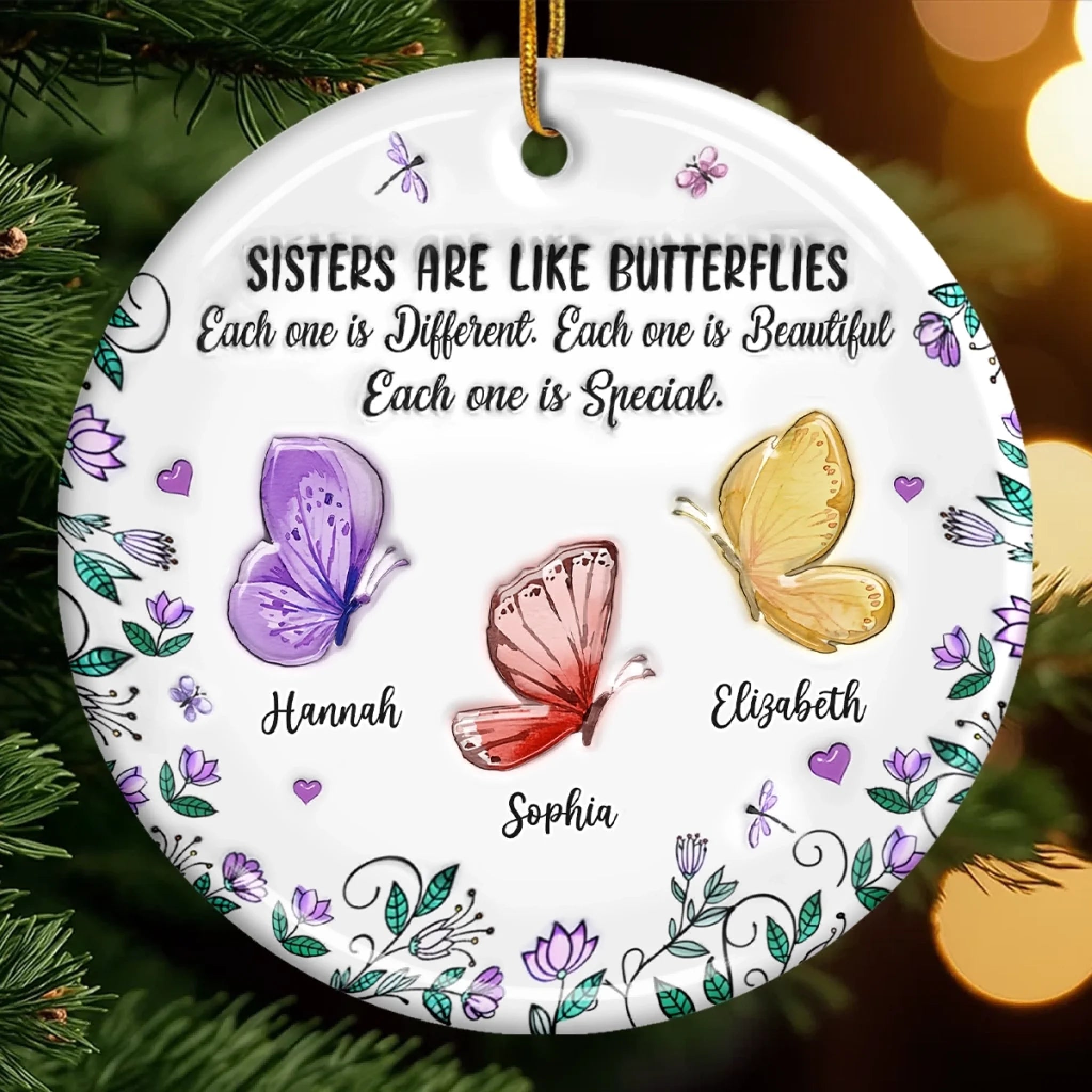Custom Ceramic Ornament - Personalized Best Friend Ceramic Christmas Gift for Sisters, Best Friends, Family Keepsake