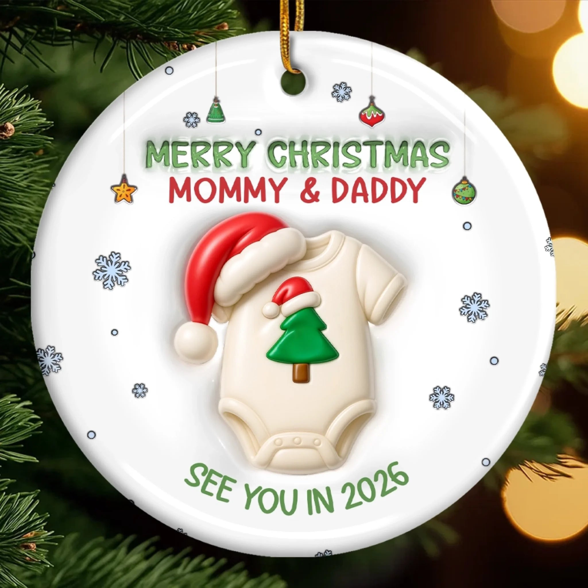 Custom Ceramic Ornament - Personalized Christmas Baby Shower - Image 4