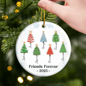 Custom Ceramic Ornament - Personalized Friends Forever 2025 Christmas Gift for Best Friends, Women, and BFFs