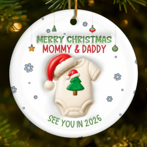 Custom Ceramic Ornament - Personalized Christmas Baby Shower
