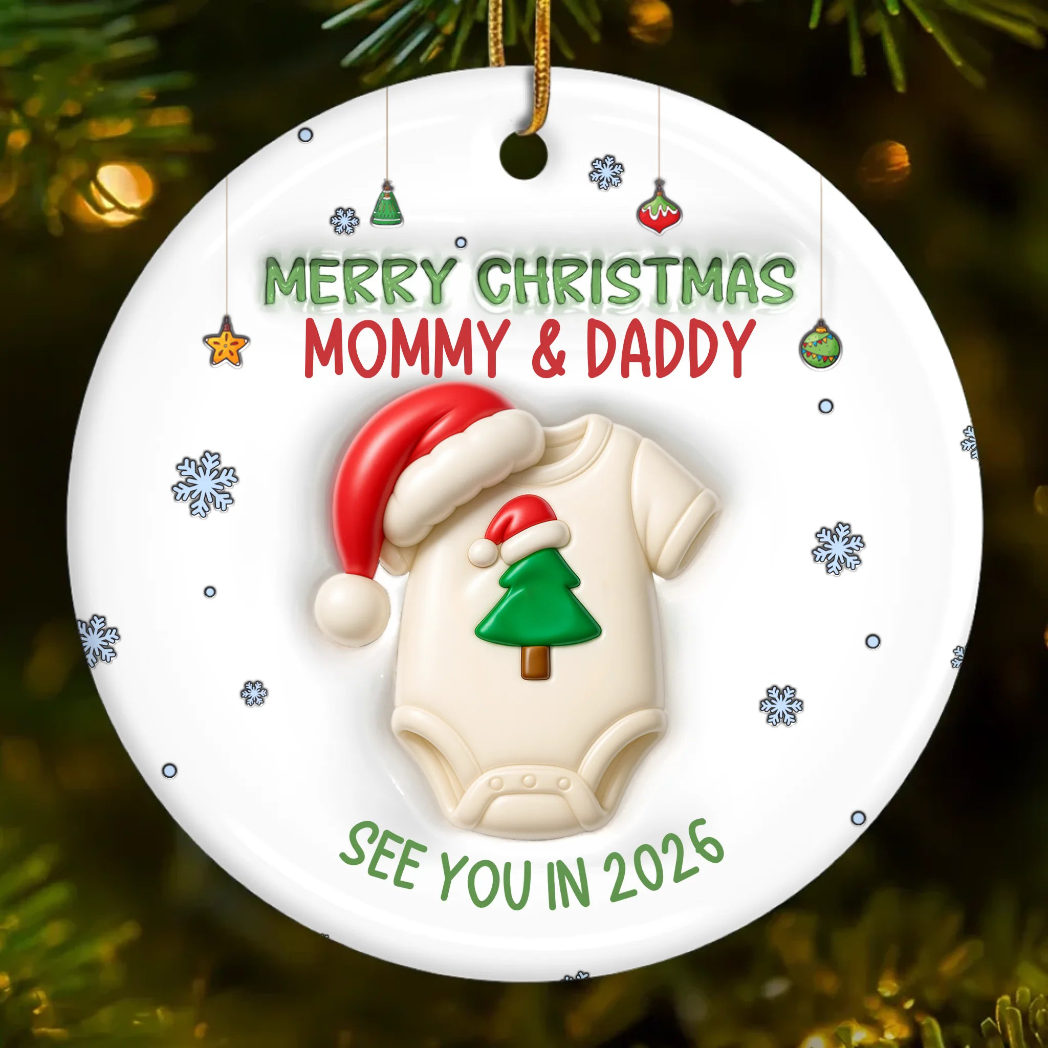 Custom Ceramic Ornament - Personalized Christmas Baby Shower