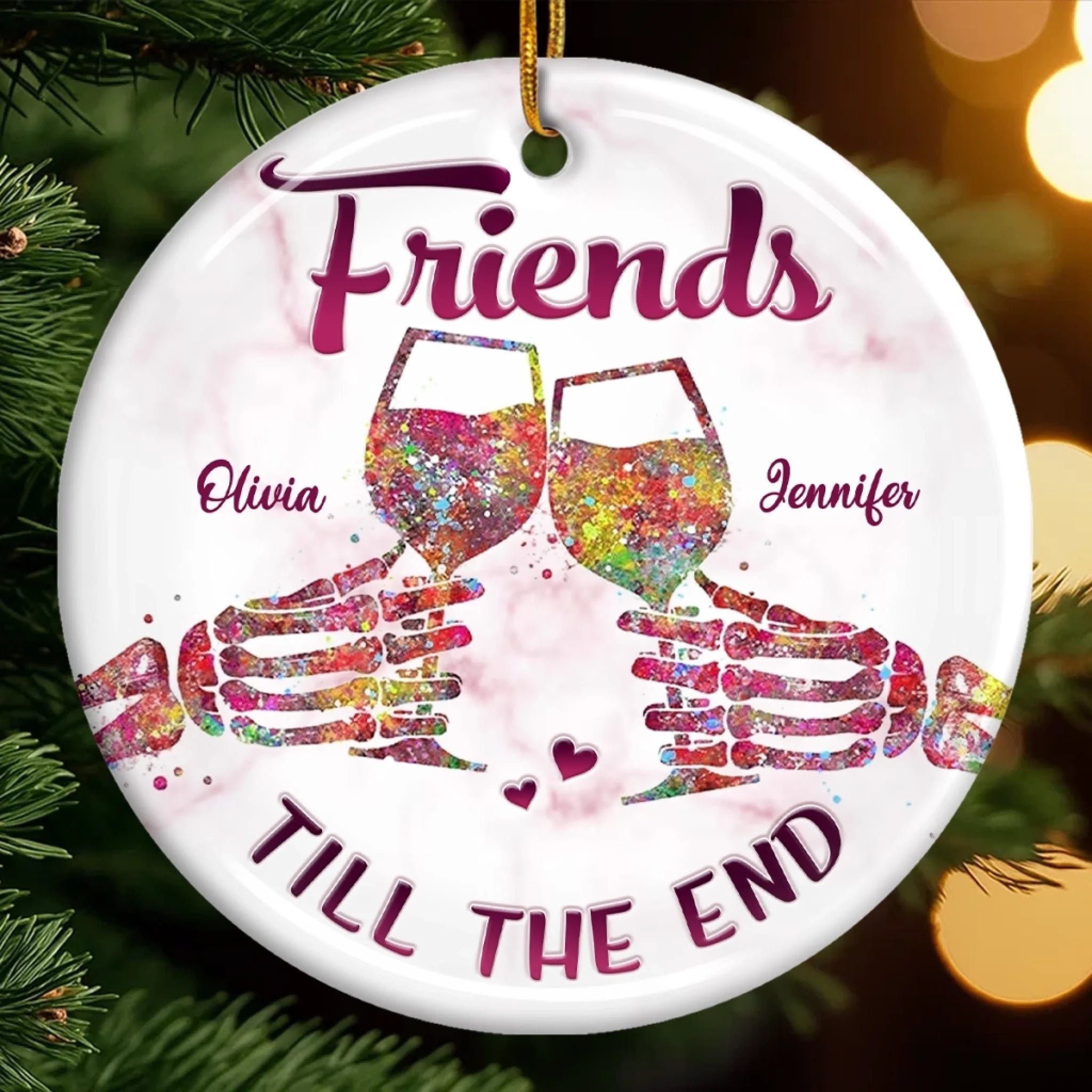 Friends Till The End Personalized Ceramic Ornament – Custom Best Friend Christmas & Birthday Gift for Women, Sisters, and BFFs 2025 - Image 2