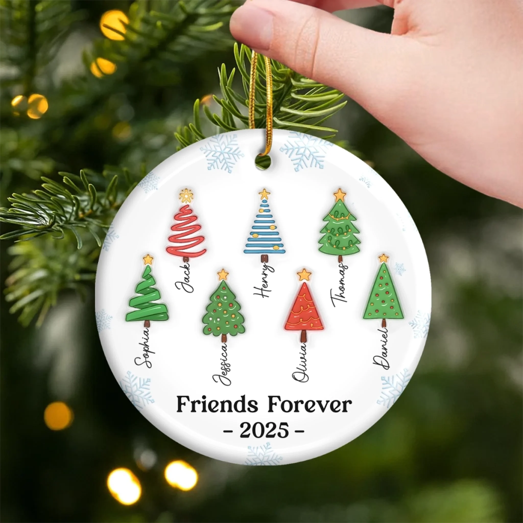 Custom Ceramic Ornament - Personalized Friends Forever 2025 Christmas Gift for Best Friends, Women, and BFFs