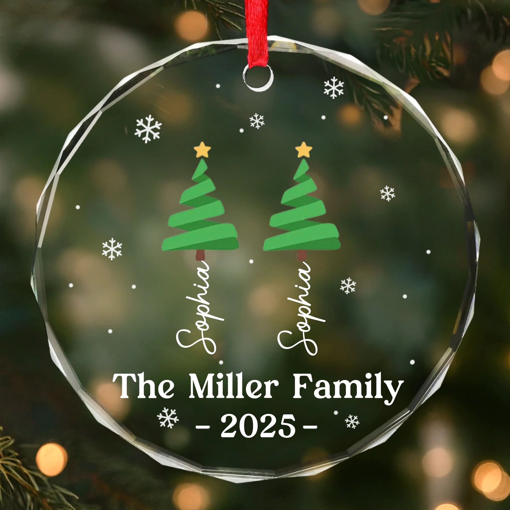 Custom Family Christmas Ornament 2025 – Personalized Circle Glass Decoration with Names - Image 3
