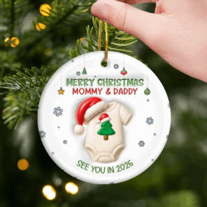 Alternative view of Custom Ceramic Ornament - Personalized Christmas Baby Shower