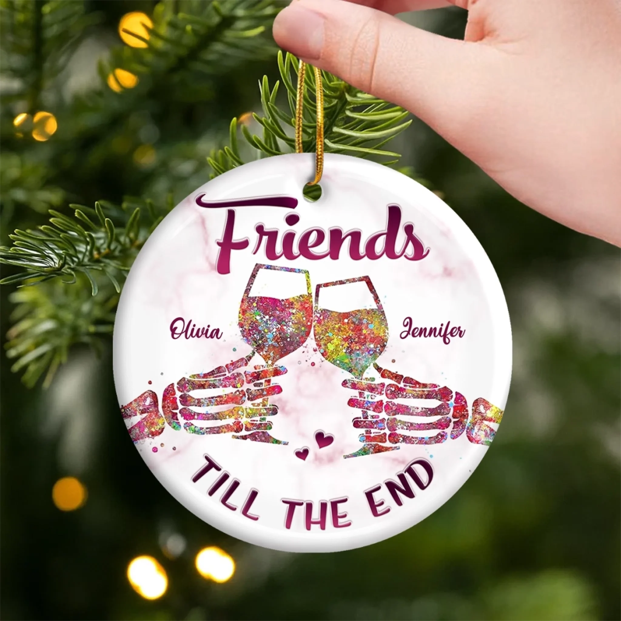 Friends Till The End Personalized Ceramic Ornament – Custom Best Friend Christmas & Birthday Gift for Women, Sisters, and BFFs 2025 - Image 4