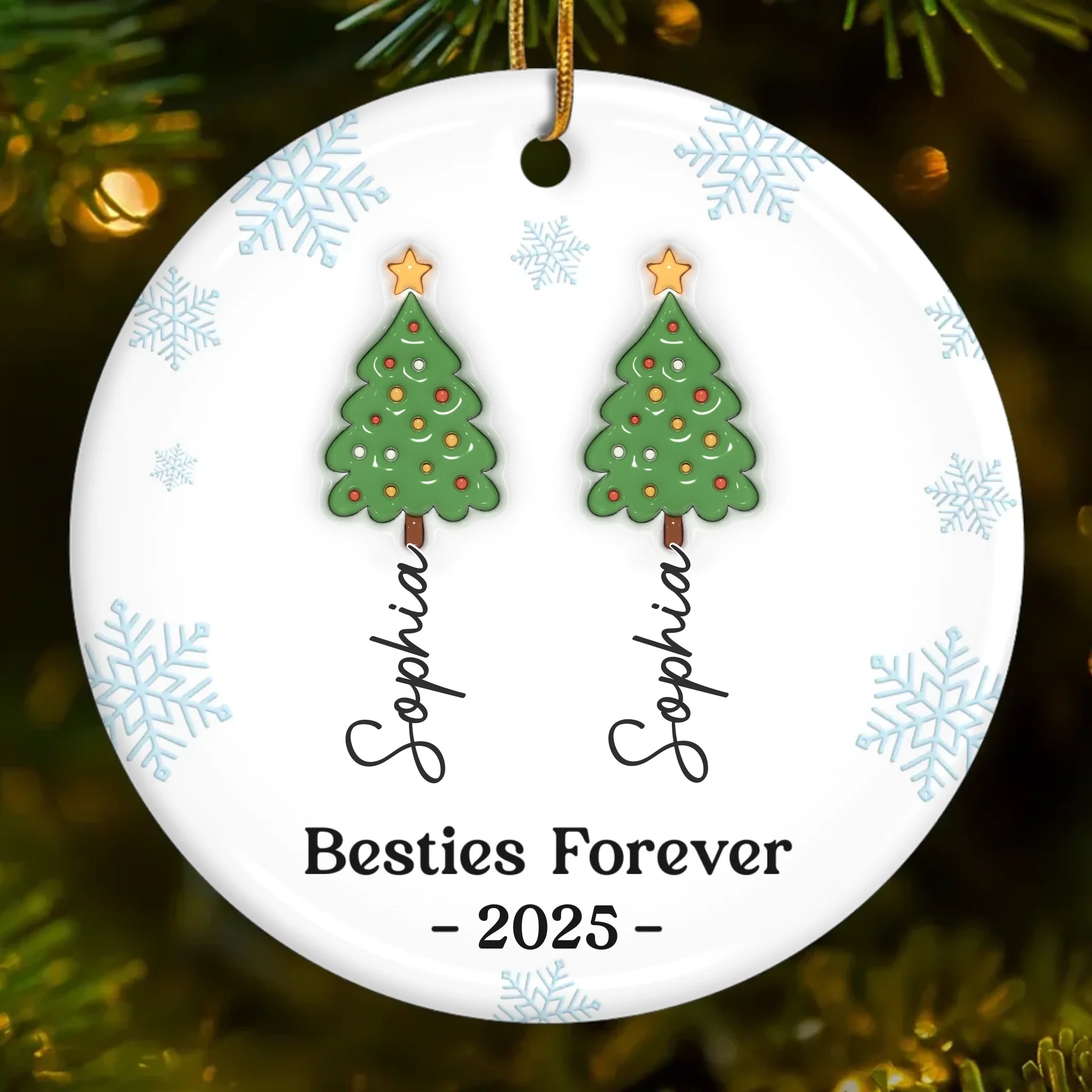 Custom Ceramic Ornament - Personalized Friends Forever 2025 Christmas Gift for Best Friends, Women, and BFFs - Image 2
