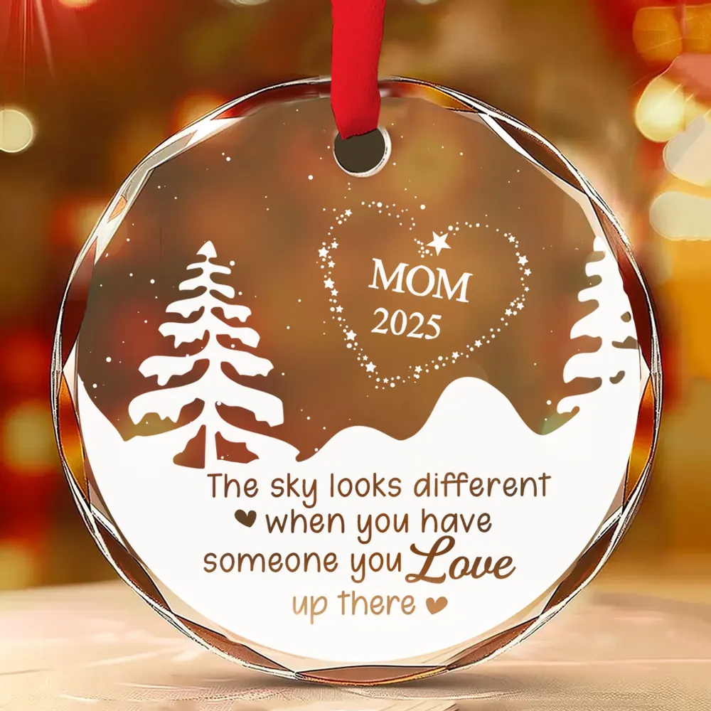 Memorial Glass Ornament 2025 – Personalized “The Sky Looks Different” Keepsake for Mom, Loved One in Heaven, Christmas Remembrance Gift - Image 3