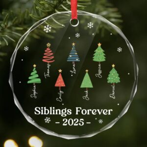 Alternative view of Custom Family Christmas Ornament 2025 – Personalized Circle Glass Decoration with Names