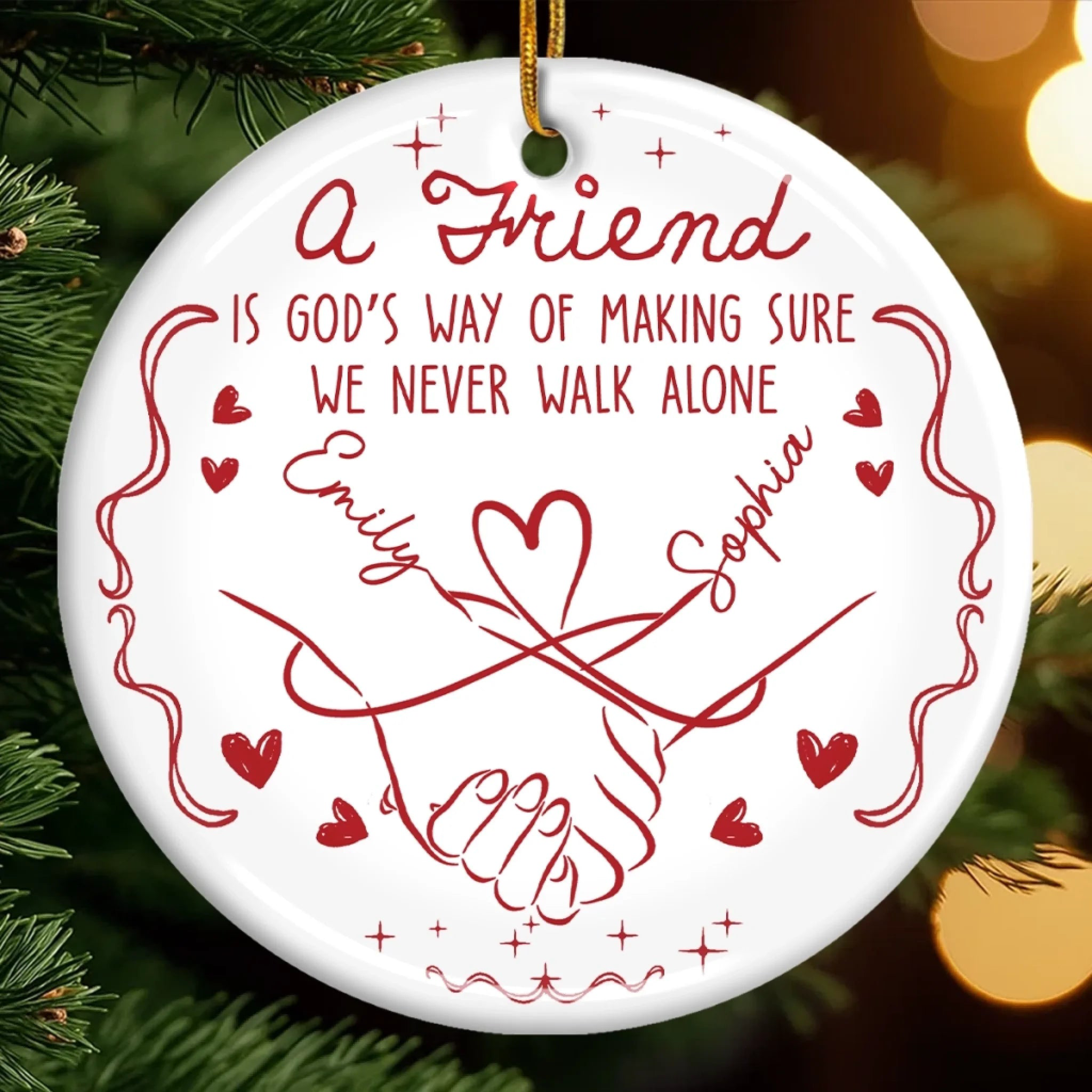 A Friend Is God’s Way Personalized Ceramic Ornament – Custom Best Friend Christmas & Birthday Gift for Women, Sisters, and BFFs 2025