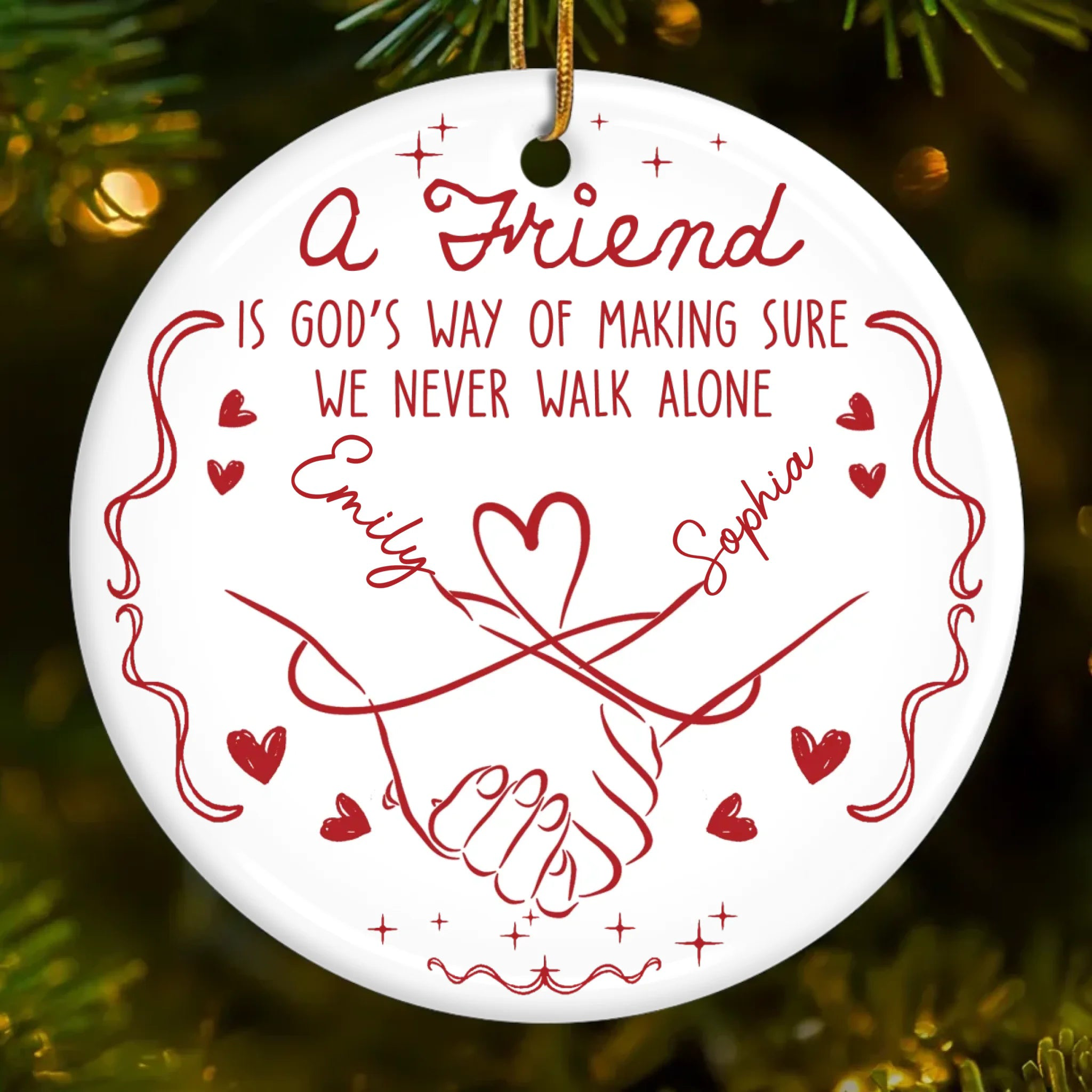 A Friend Is God’s Way Personalized Ceramic Ornament – Custom Best Friend Christmas & Birthday Gift for Women, Sisters, and BFFs 2025 - Image 4