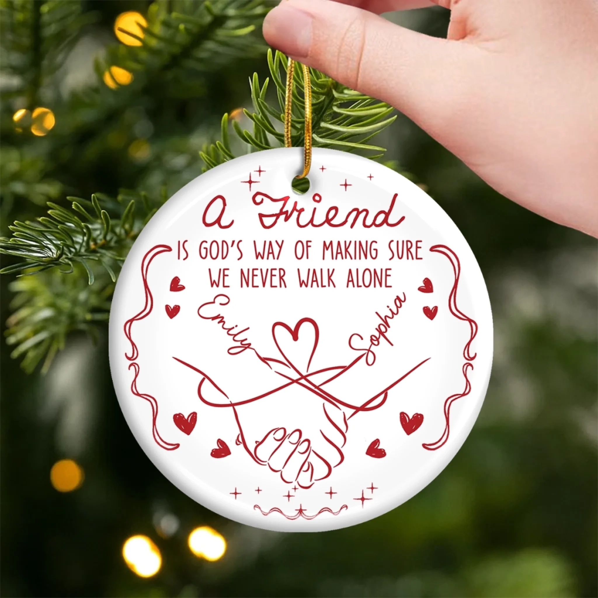 A Friend Is God’s Way Personalized Ceramic Ornament – Custom Best Friend Christmas & Birthday Gift for Women, Sisters, and BFFs 2025 - Image 3