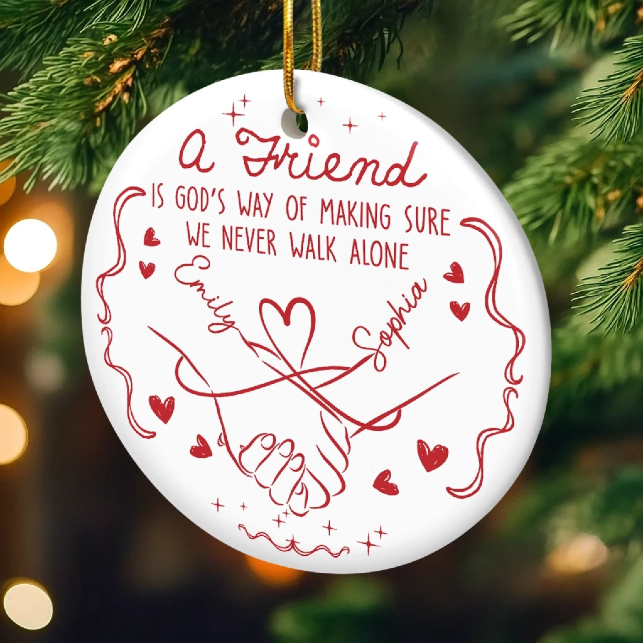 A Friend Is God’s Way Personalized Ceramic Ornament – Custom Best Friend Christmas & Birthday Gift for Women, Sisters, and BFFs 2025 - Image 2