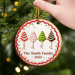 Family Christmas Cookie Ornament 2025 – Personalized Ceramic Ornament for Families, Kids & Holiday Home Décor