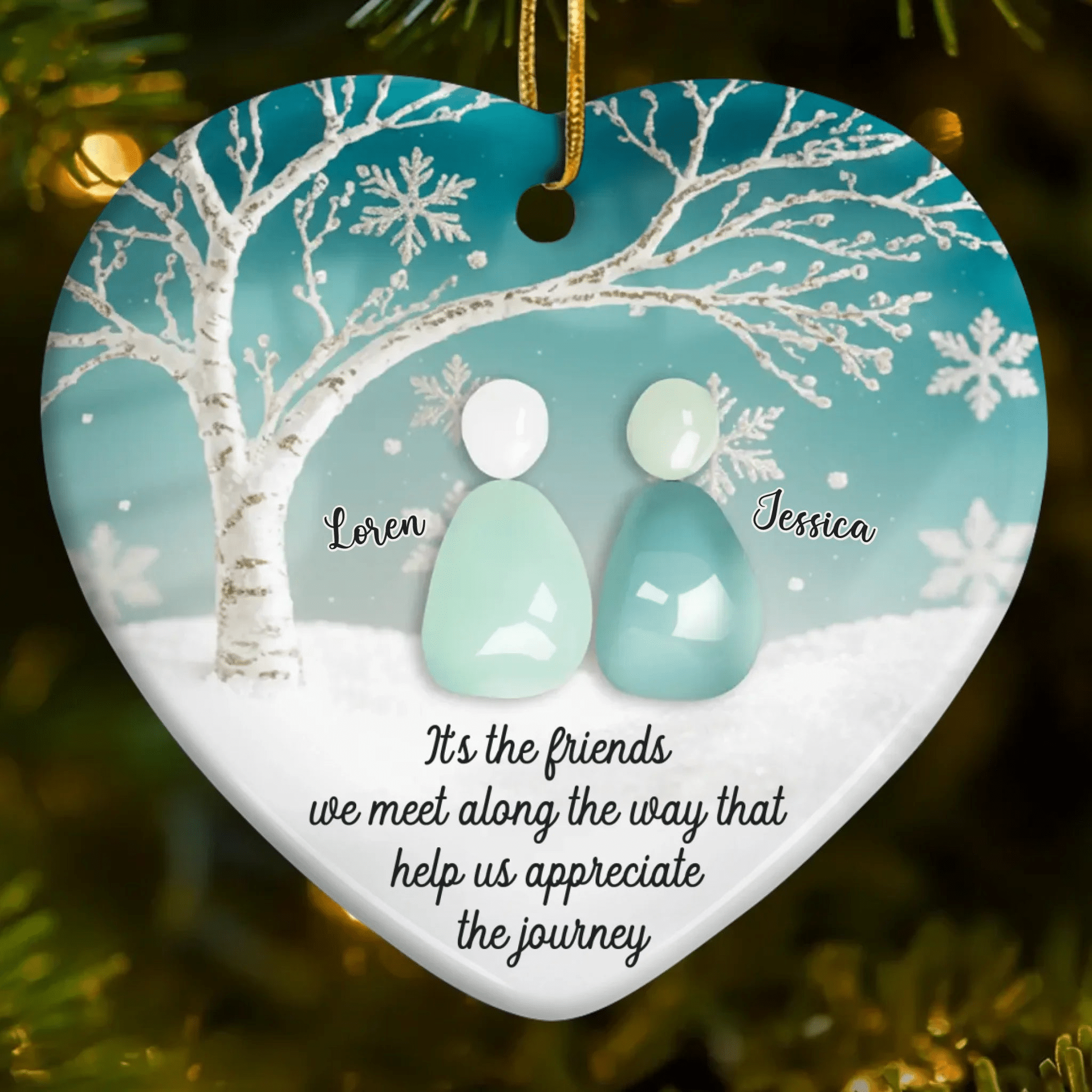 Sea Glass Heart Ornament – Personalized Best Friend Gift for Women, Sisters & BFFs | Friendship Christmas Keepsake 2025 - Image 4