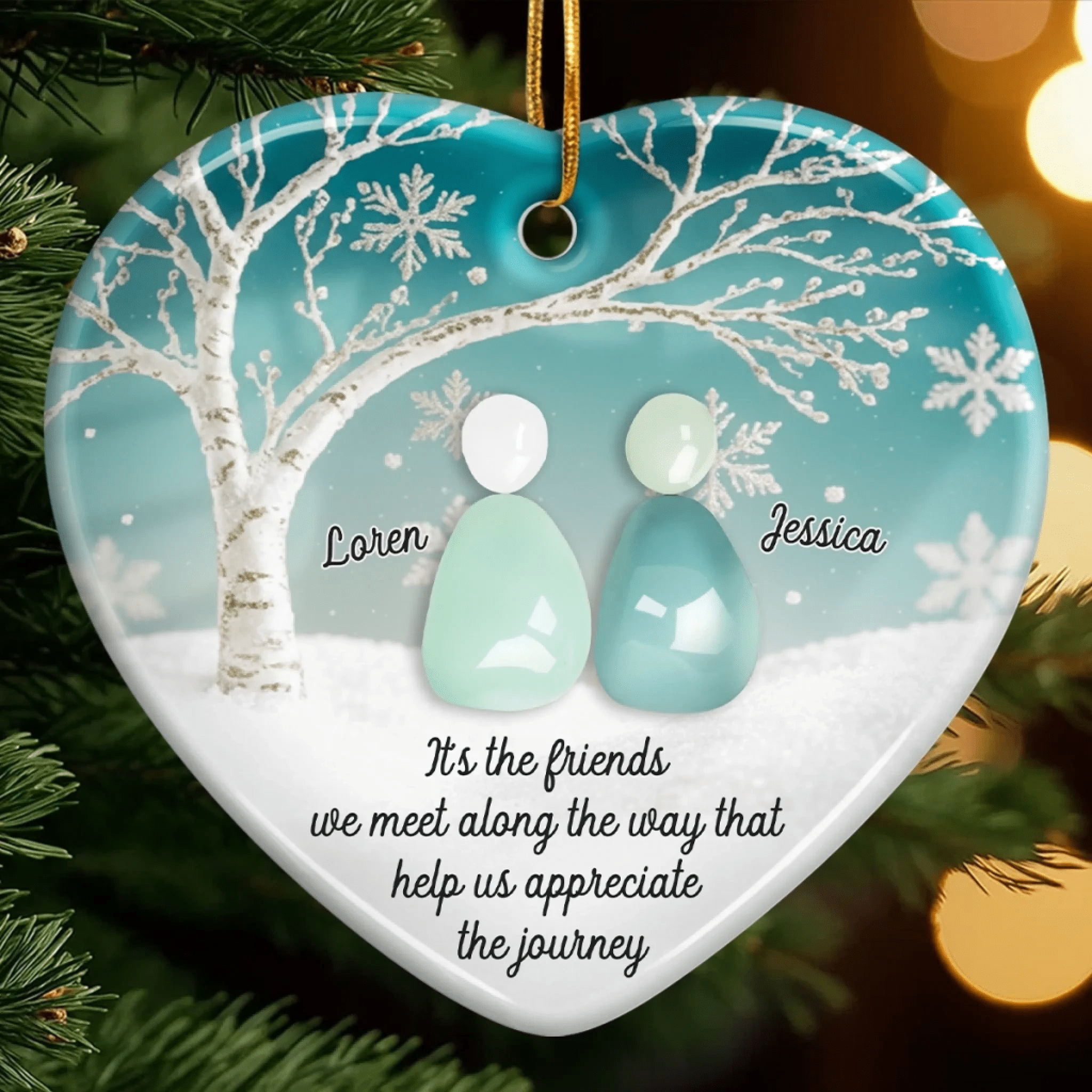 Sea Glass Heart Ornament – Personalized Best Friend Gift for Women, Sisters & BFFs | Friendship Christmas Keepsake 2025 - Image 3
