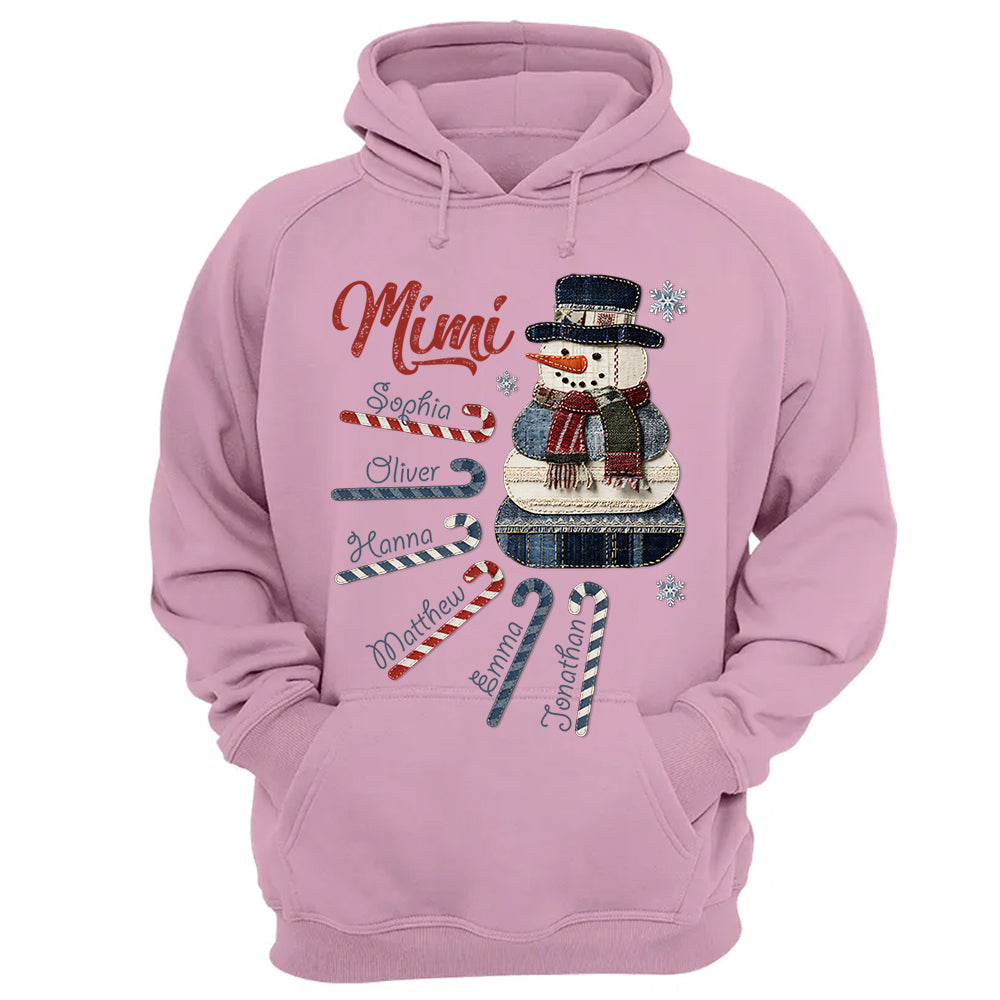 Personalized Mimi Christmas Sweatshirt with Grandkids’ Names – Cute Denim Snowman Gift for Grandma - Image 8