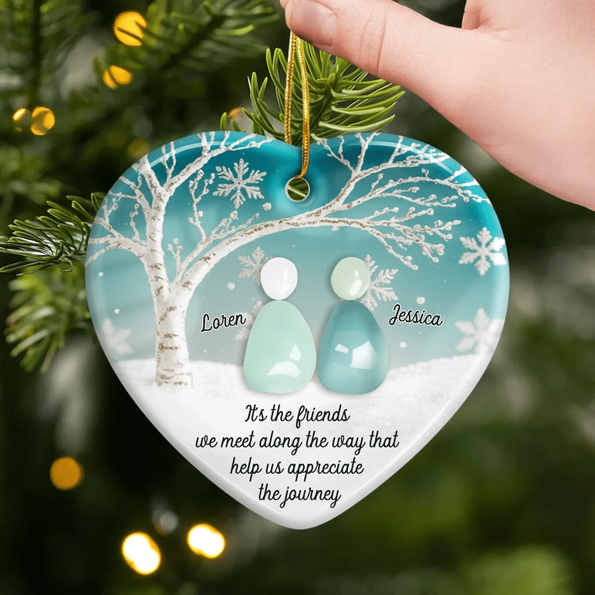 Sea Glass Heart Ornament – Personalized Best Friend Gift for Women, Sisters & BFFs | Friendship Christmas Keepsake 2025