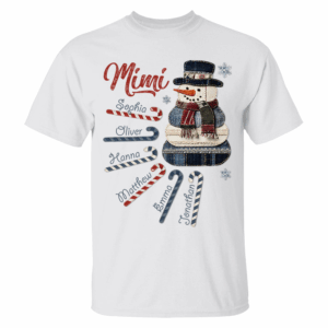 Alternative view of Personalized Mimi Christmas Sweatshirt with Grandkids’ Names – Cute Denim Snowman Gift for Grandma