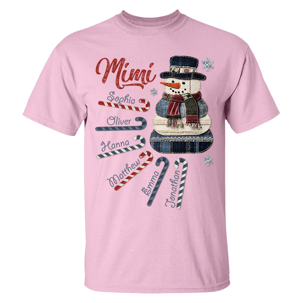 Personalized Mimi Christmas Sweatshirt with Grandkids’ Names – Cute Denim Snowman Gift for Grandma - Image 5