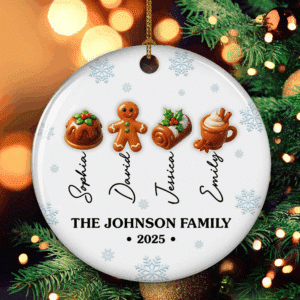 Sweet Family Christmas Ornament 2025 – Personalized 3D Ceramic Ornament for Families & Holiday Décor