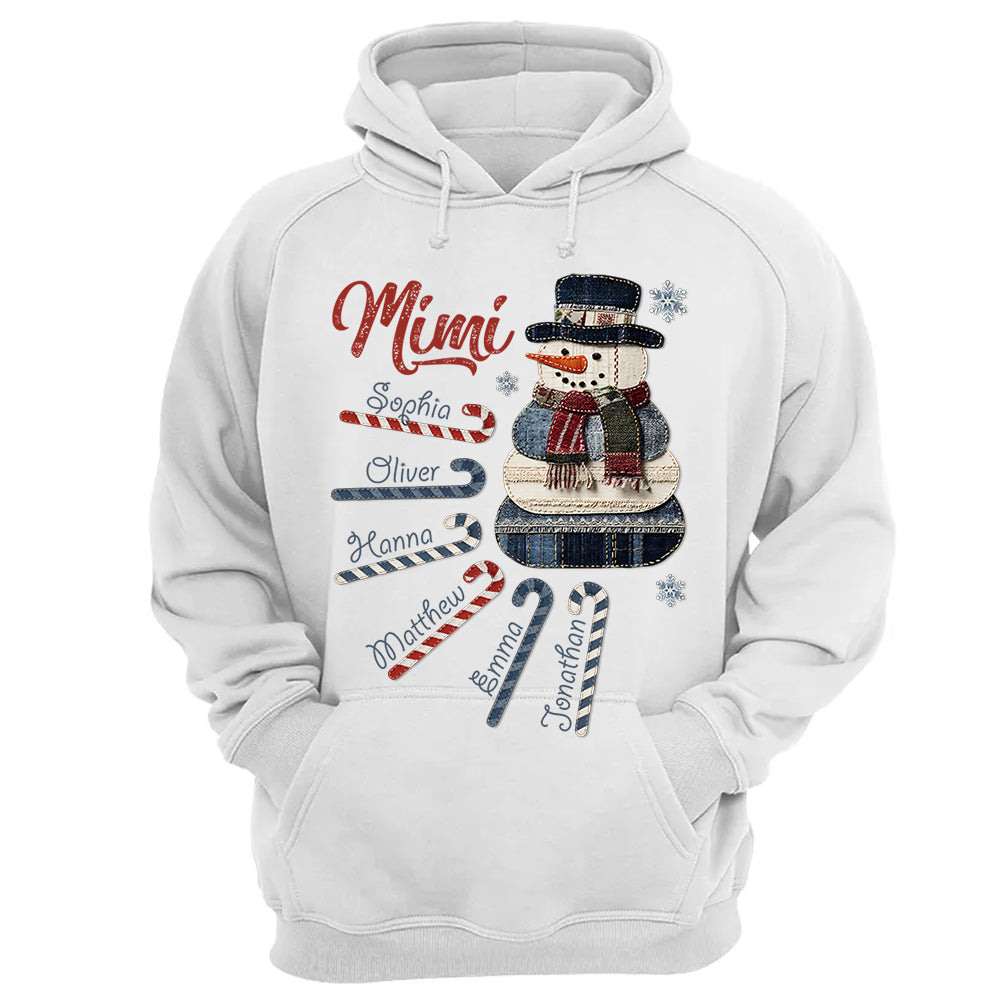 Personalized Mimi Christmas Sweatshirt with Grandkids’ Names – Cute Denim Snowman Gift for Grandma - Image 7