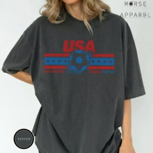 Alternative view of Vintage USA Soccer World 26 TShirt, Comfort Colors Retro Soccer Tee, USA Football Fan Shirt