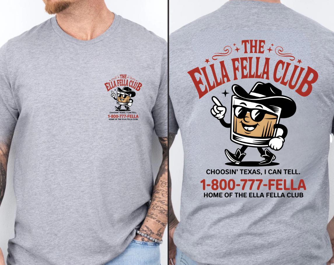Ella Fella Club Cowboy Whiskey Graphic Tee Western Country Concert Shirt SKUTHAEVIC