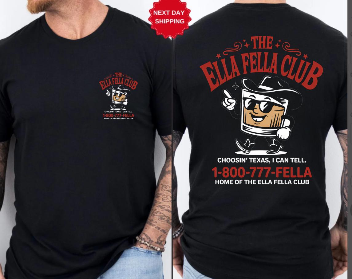 Ella Fella Club Cowboy Whiskey Graphic Tee Western Country Concert Shirt SKUTHAEVIC - Image 2