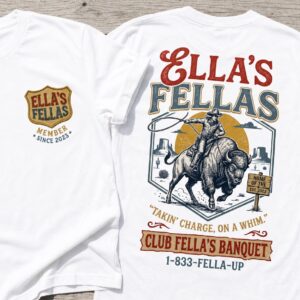 Ella\s Fellas Club Shirt Vintage Western Concert Graphic Tee Ella Fella Club Cowboy Tee 2026 Western Whiskey Graphic Shirt Rodeo Music Fan SKUTHAEVIC --porcelain