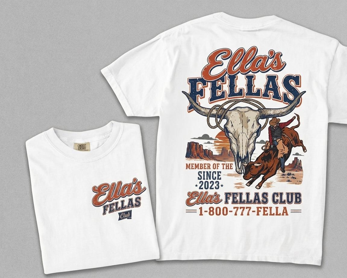 Ella\s Fellas Club Rodeo Graphic T-shirt Vintage Western Bull Rider Tee Western Country Concert Tee Ella Fella Cowboy Shirt SKUTHAEVIC --porcelain - Image 2