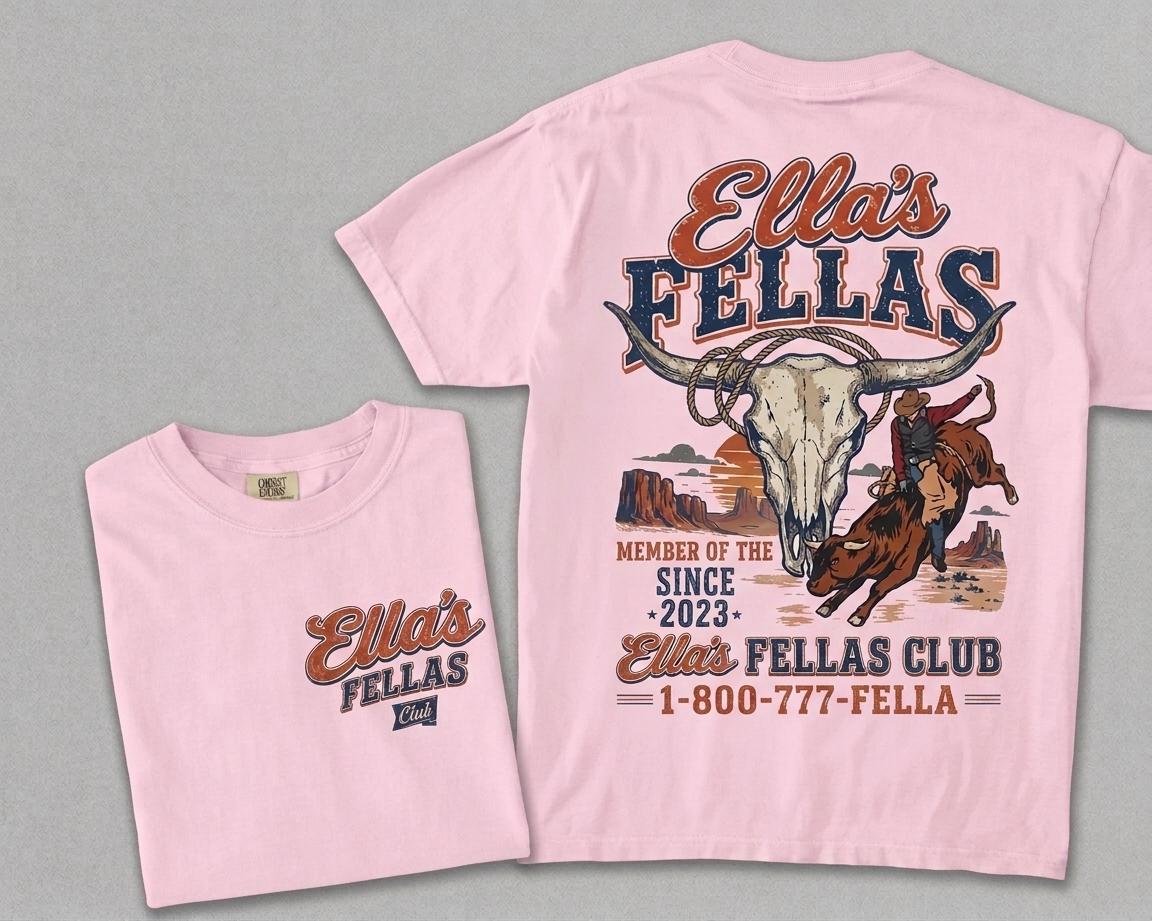 Ella\s Fellas Club Rodeo Graphic T-shirt Vintage Western Bull Rider Tee Western Country Concert Tee Ella Fella Cowboy Shirt SKUTHAEVIC --porcelain - Image 3