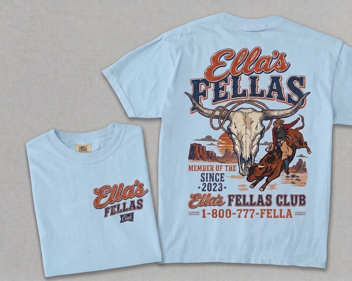 Ella\s Fellas Club Rodeo Graphic T-shirt Vintage Western Bull Rider Tee Western Country Concert Tee Ella Fella Cowboy Shirt SKUTHAEVIC --porcelain - Image 4