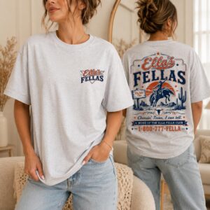 Alternative view of Ella\s Fellas Comfort Colors T-shirt Vintage Western Cowboy Bachelorette Tee Front Back Custom Outlaw Shirt SKUTHAEVIC --porcelain