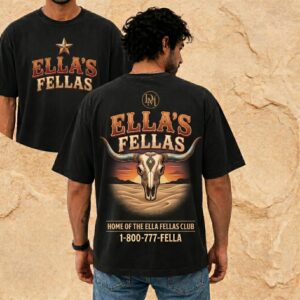Ella\s Fellas Retro Longhorn Skull T-shirt Desert Sunset Graphic Tee SKUTHAEVIC --porcelain