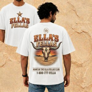 Alternative view of Ella\s Fellas Retro Longhorn Skull T-shirt Desert Sunset Graphic Tee SKUTHAEVIC --porcelain