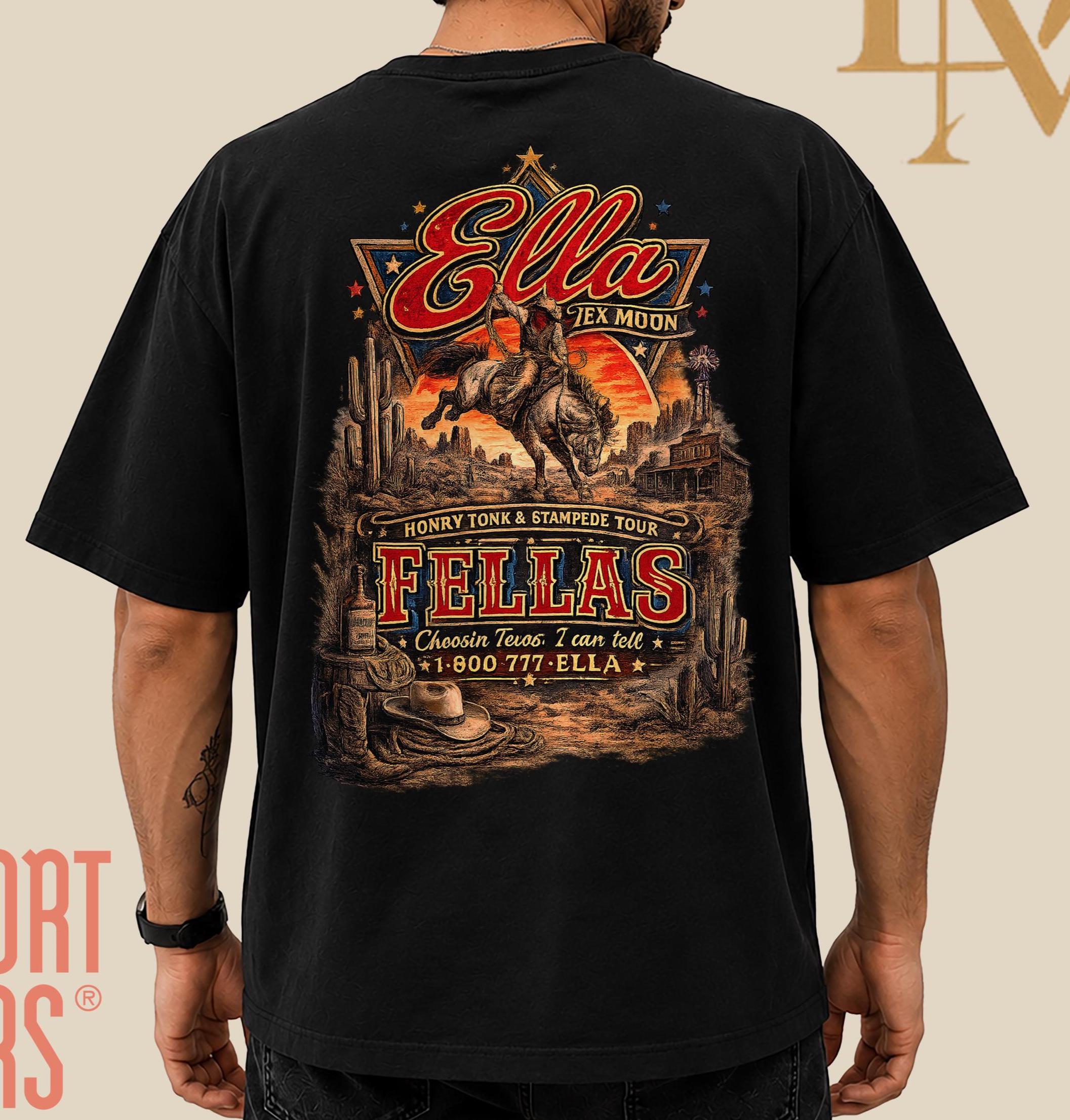 Ella\s Fellas Shirtcomfort Colors Oversized T-shirtellas Fellas Retro Western Shirtsouthern Cowgirl Style Giftmember Ellas Fellas Club SKUTHAEVIC --porcelain