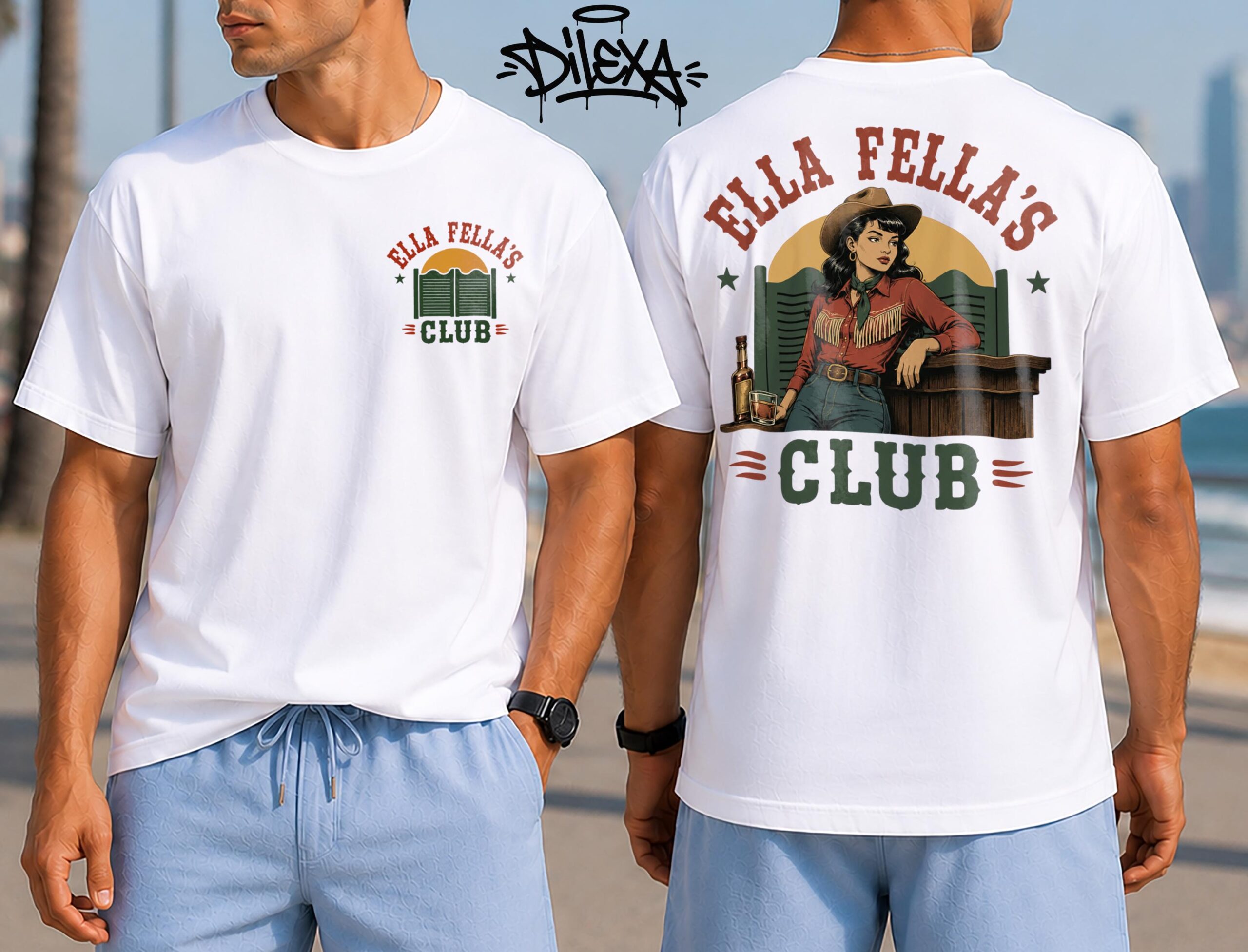 Ella\s Fellas Shirtwest Man T-shirtsouthern Cowgirl Style Giftmember Ellas Fellas Clubellas Fellas Retro Western Shirt SKUTHAEVIC --porcelain