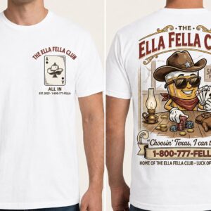 Vintage Ella Fella Club Shirt Retro Cowboy Beer Poker Tee Texas Saloon Graphic T-shirt Western Skeleton Gambling Shirt Gift For Gambler SKUTHAEVIC