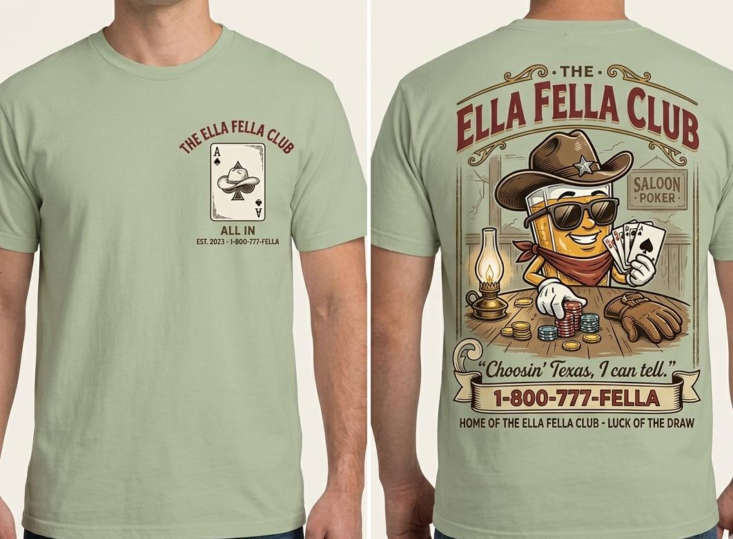 Vintage Ella Fella Club Shirt Retro Cowboy Beer Poker Tee Texas Saloon Graphic T-shirt Western Skeleton Gambling Shirt Gift For Gambler SKUTHAEVIC - Image 4